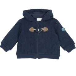 Cardigan con alamari e cappuccio