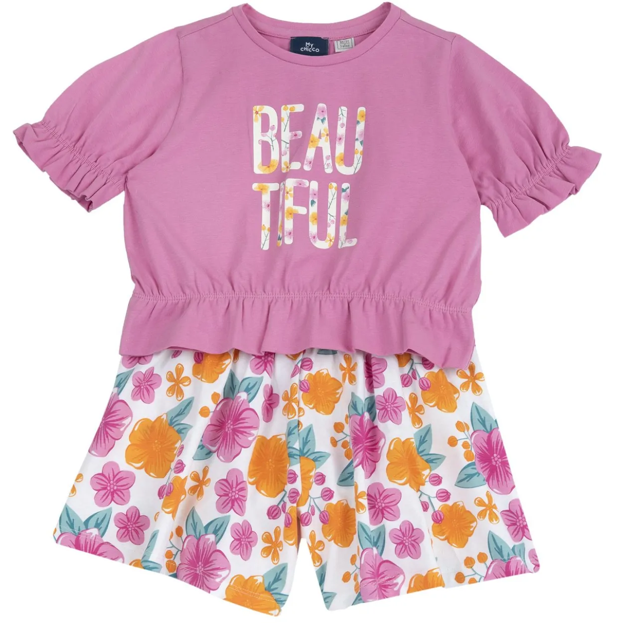 Completo maglietta con pantaloni corti fantasia
