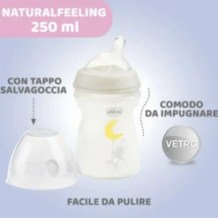 NaturalFeeling Biberon Vetro Chicco 0M+ 250ML Flusso Lento