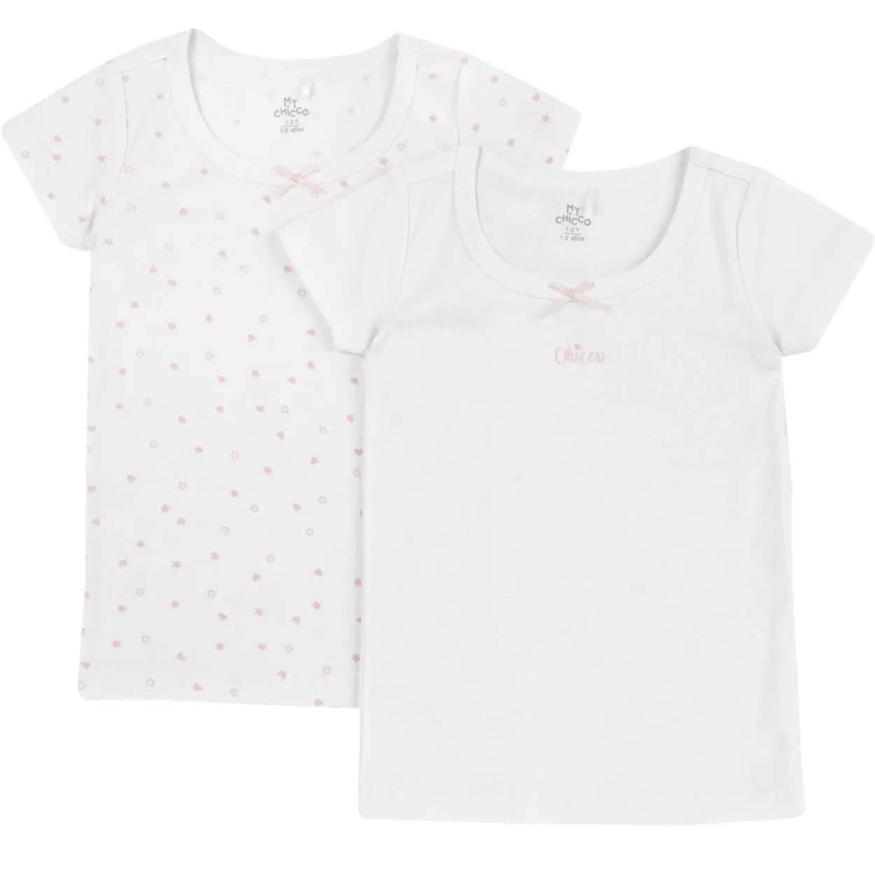 Set magliette intime con manica corta e fiocchetto