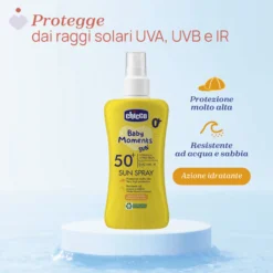 SPF 50+ Latte Solare Spray. Protezione molto alta.